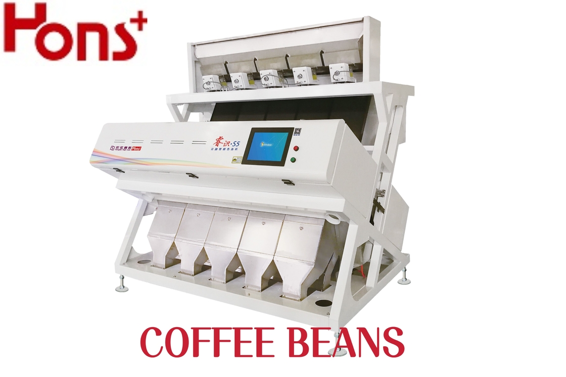 5 Chutes Coffee Beans Optical Color Sorter 99.9% Accuracy